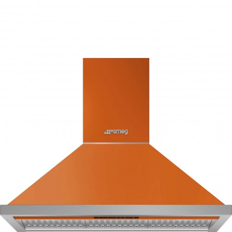 Абсорбатор SMEG Portofino KPF9OR, 275W, А+, 781 м3/ч, 3 скорости, 3 филтъра, Антивъзвръщателен клапан, Инокс, LED, Оранжев