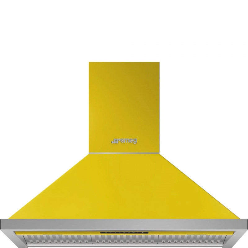 Абсорбатор SMEG Portofino KPF9YW, 275W, А+, 781 м3/ч, 3 скорости, 3 филтъра, Антивъзвръщателен клапан, Инокс, LED, Жълт
