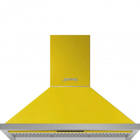 Абсорбатор SMEG Portofino KPF9YW, 275W, А+, 781 м3/ч, 3 скорости, 3 филтъра, Антивъзвръщателен клапан, Инокс, LED, Жълт