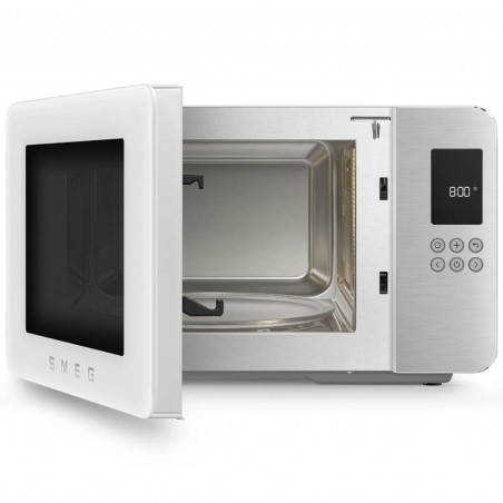 Микровълнова фурна с грил 4в1 SMEG Collezione MOC01WHMEU, 1900W, 29 л, 18 програми, Плавно затваряне, Звуков сигнал, LCD, Бял мат