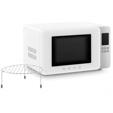 Микровълнова фурна с грил 4в1 SMEG Collezione MOC01WHMEU, 1900W, 29 л, 18 програми, Плавно затваряне, Звуков сигнал, LCD, Бял мат