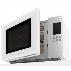 Микровълнова фурна с грил 4в1 SMEG Collezione MOC01WHMEU, 1900W, 29 л, 18 програми, Плавно затваряне, Звуков сигнал, LCD, Бял мат
