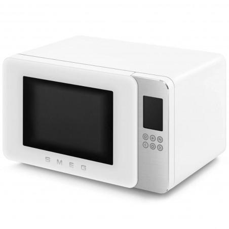Микровълнова фурна с грил 4в1 SMEG Collezione MOC01WHMEU, 1900W, 29 л, 18 програми, Плавно затваряне, Звуков сигнал, LCD, Бял мат