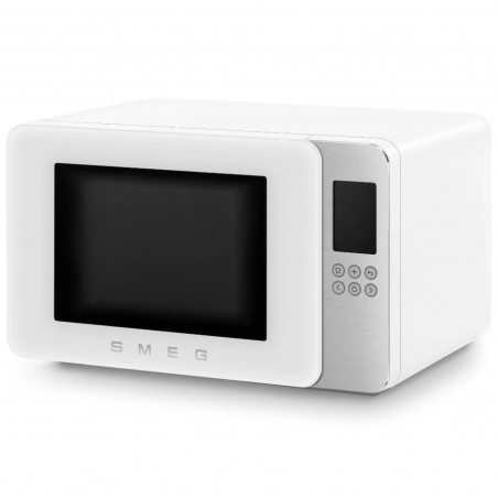 Микровълнова фурна с грил 4в1 SMEG Collezione MOC01WHMEU, 1900W, 29 л, 18 програми, Плавно затваряне, Звуков сигнал, LCD, Бял мат