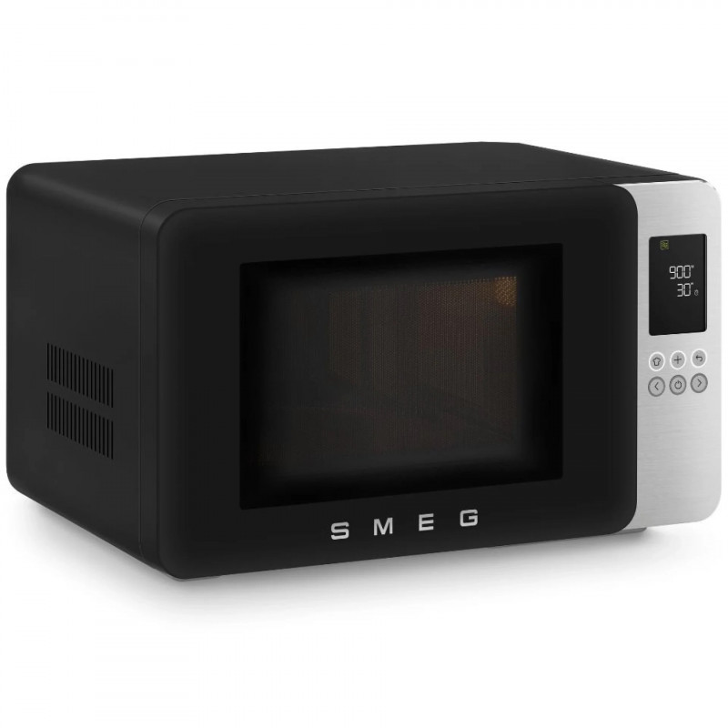 Микровълнова фурна с грил 4в1 SMEG Collezione MOC01BLMEU, 1900W, 29 л, 18 програми, Плавно затваряне, Звуков сигнал, LCD, Черен мат