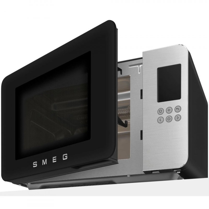 Микровълнова фурна с грил 4в1 SMEG Collezione MOC01BLMEU, 1900W, 29 л, 18 програми, Плавно затваряне, Звуков сигнал, LCD, Черен мат