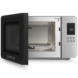 Микровълнова фурна с грил 4в1 SMEG Collezione MOC01BLMEU, 1900W, 29 л, 18 програми, Плавно затваряне, Звуков сигнал, LCD, Черен мат