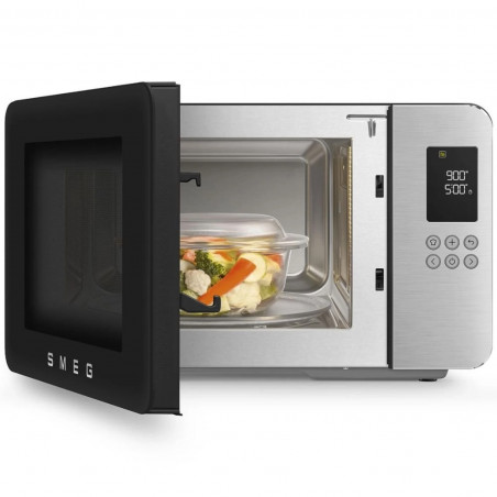 Микровълнова фурна с грил 4в1 SMEG Collezione MOC01BLMEU, 1900W, 29 л, 18 програми, Плавно затваряне, Звуков сигнал, LCD, Черен мат