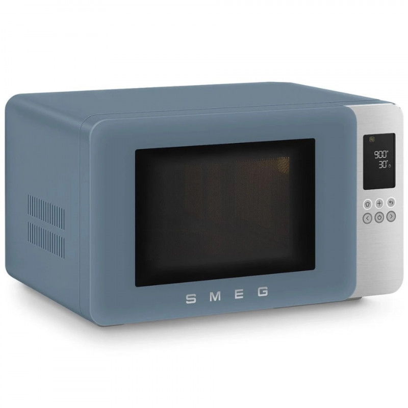 Микровълнова фурна с грил 4в1 SMEG Collezione MOC01SBMEU, 1900W, 29 л, 18 програми, Плавно затваряне, Звуков сигнал, LCD, Син