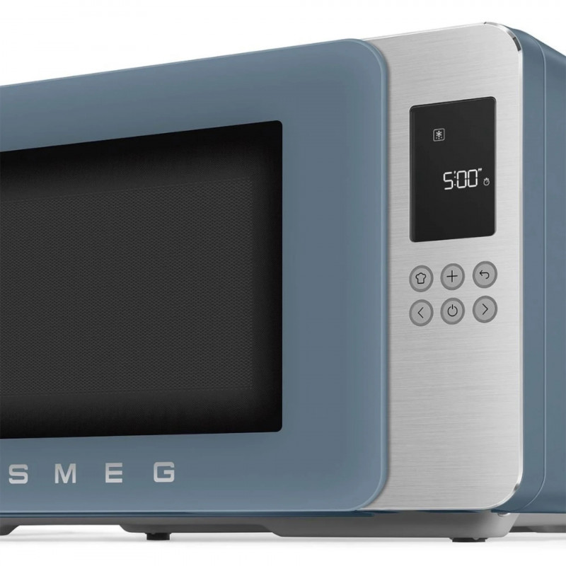 Микровълнова фурна с грил 4в1 SMEG Collezione MOC01SBMEU, 1900W, 29 л, 18 програми, Плавно затваряне, Звуков сигнал, LCD, Син