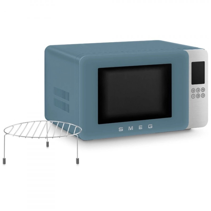 Микровълнова фурна с грил 4в1 SMEG Collezione MOC01SBMEU, 1900W, 29 л, 18 програми, Плавно затваряне, Звуков сигнал, LCD, Син