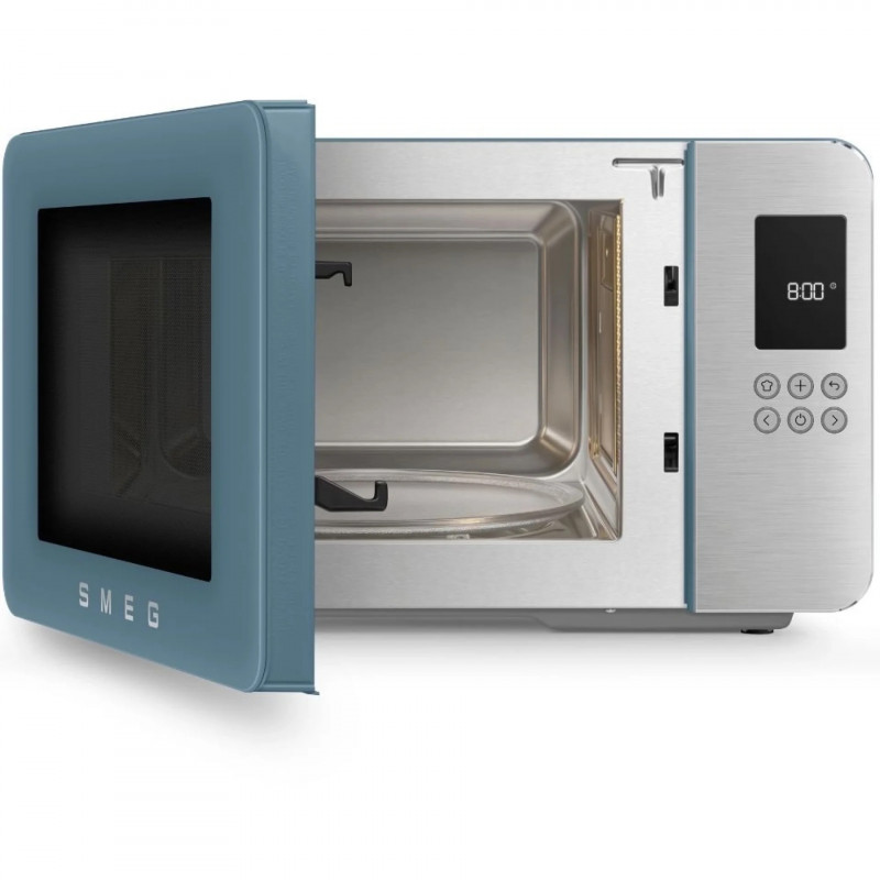 Микровълнова фурна с грил 4в1 SMEG Collezione MOC01SBMEU, 1900W, 29 л, 18 програми, Плавно затваряне, Звуков сигнал, LCD, Син