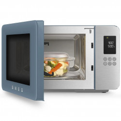 Микровълнова фурна с грил 4в1 SMEG Collezione MOC01SBMEU, 1900W, 29 л, 18 програми, Плавно затваряне, Звуков сигнал, LCD, Син