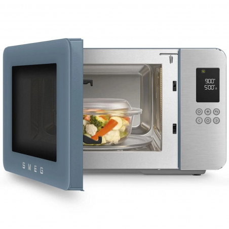 Микровълнова фурна с грил 4в1 SMEG Collezione MOC01SBMEU, 1900W, 29 л, 18 програми, Плавно затваряне, Звуков сигнал, LCD, Син