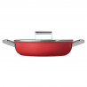 Плитка тенджера с капак Smeg CKFD2811RDM, 28 см, 3.7 л, Незалепващо покритие с 3 слоя, Фурна до 250C, Без PFAS, Индукция, Червен