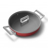 Плитка тенджера с капак Smeg CKFD2811RDM, 28 см, 3.7 л, Незалепващо покритие с 3 слоя, Фурна до 250C, Без PFAS, Индукция, Червен