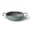 Плитка тенджера с капак Smeg DPF2812EGM, 28 см, 4.3 л, Керамично незалепващо покритие, Фурна до 250C, Без PFAS, Индукция, Изумрудено зелен