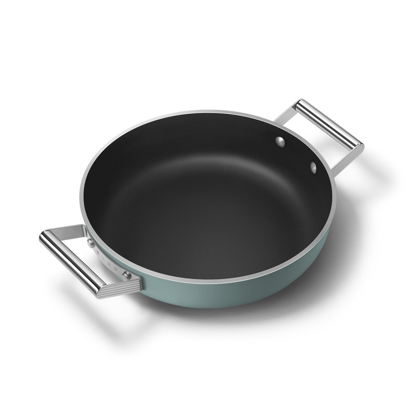 Плитка тенджера с капак Smeg DPF2812EGM, 28 см, 4.3 л, Керамично незалепващо покритие, Фурна до 250C, Без PFAS, Индукция, Изумрудено зелен
