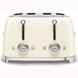 Тостер за хляб SMEG 50's Style TSF03CREU, 2000W, 4 филии, 6 нива, Тавичка за трохи, Вграден кабел, Неръждаема стомана, Кремав