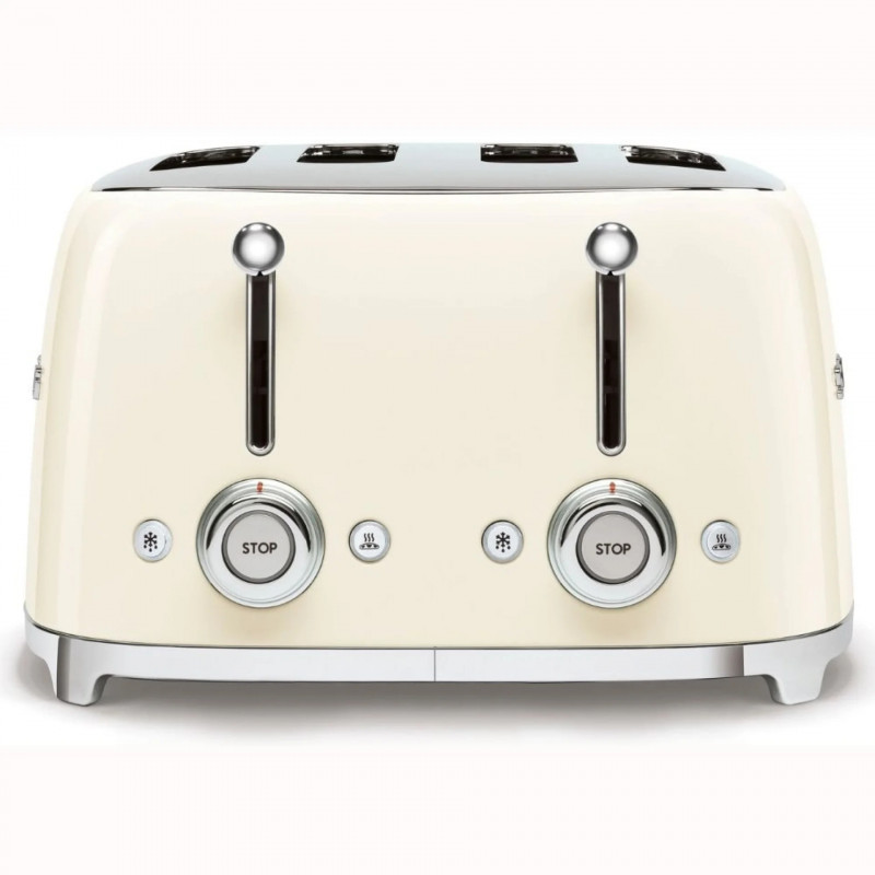 Тостер за хляб SMEG 50's Style TSF03CREU, 2000W, 4 филии, 6 нива, Тавичка за трохи, Вграден кабел, Неръждаема стомана, Кремав