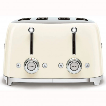 Тостер за хляб SMEG 50's Style TSF03CREU, 2000W, 4 филии, 6 нива, Тавичка за трохи, Вграден кабел, Неръждаема стомана, Кремав
