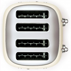 Тостер за хляб SMEG 50's Style TSF03CREU, 2000W, 4 филии, 6 нива, Тавичка за трохи, Вграден кабел, Неръждаема стомана, Кремав