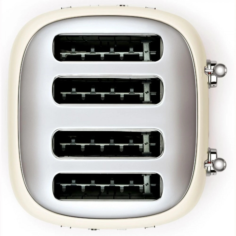 Тостер за хляб SMEG 50's Style TSF03CREU, 2000W, 4 филии, 6 нива, Тавичка за трохи, Вграден кабел, Неръждаема стомана, Кремав