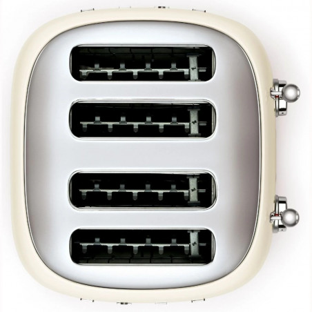 Тостер за хляб SMEG 50's Style TSF03CREU, 2000W, 4 филии, 6 нива, Тавичка за трохи, Вграден кабел, Неръждаема стомана, Кремав