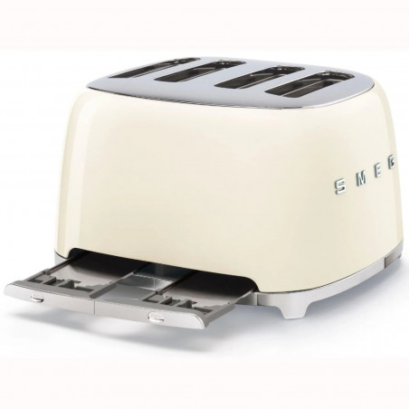 Тостер за хляб SMEG 50's Style TSF03CREU, 2000W, 4 филии, 6 нива, Тавичка за трохи, Вграден кабел, Неръждаема стомана, Кремав