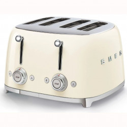 Тостер за хляб SMEG 50's Style TSF03CREU, 2000W, 4 филии, 6 нива, Тавичка за трохи, Вграден кабел, Неръждаема стомана, Кремав