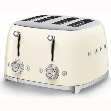 Тостер за хляб SMEG 50's Style TSF03CREU, 2000W, 4 филии, 6 нива, Тавичка за трохи, Вграден кабел, Неръждаема стомана, Кремав