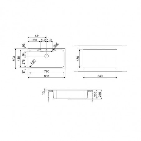 Кухненска мивка Smeg LSEG860P, 86 см, Материал против надраскване, Лесен за почистване, Крем