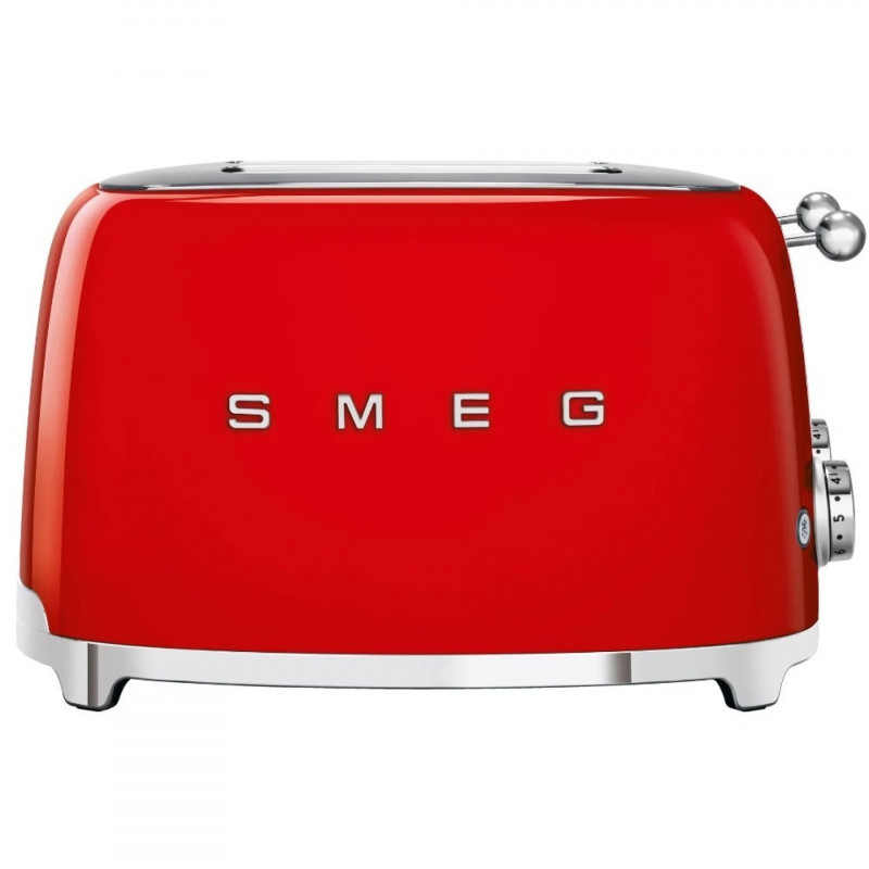 Тостер за хляб SMEG 50's Style TSF03RDEU, 2000W, 4 филии, 6 нива, Тавичка за трохи, Вграден кабел, Неръждаема стомана, Червен