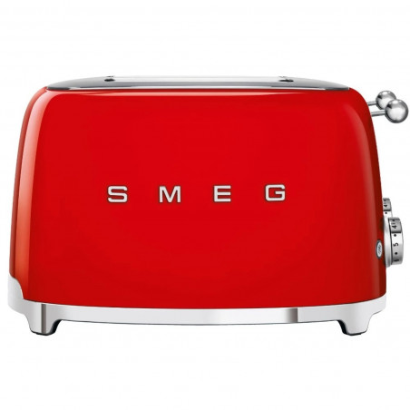 Тостер за хляб SMEG 50's Style TSF03RDEU, 2000W, 4 филии, 6 нива, Тавичка за трохи, Вграден кабел, Неръждаема стомана, Червен