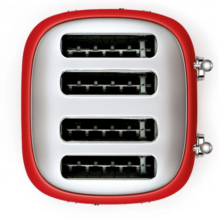 Тостер за хляб SMEG 50's Style TSF03RDEU, 2000W, 4 филии, 6 нива, Тавичка за трохи, Вграден кабел, Неръждаема стомана, Червен