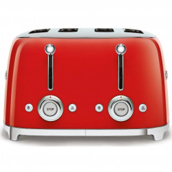 Тостер за хляб SMEG 50's Style TSF03RDEU, 2000W, 4 филии, 6 нива, Тавичка за трохи, Вграден кабел, Неръждаема стомана, Червен