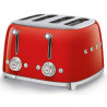 Тостер за хляб SMEG 50's Style TSF03RDEU, 2000W, 4 филии, 6 нива, Тавичка за трохи, Вграден кабел, Неръждаема стомана, Червен