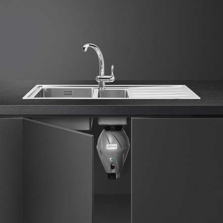 Мелница за хранителни отпадъци/Прасе Smeg KITFD050, 375 W, 0.75 HP, За мивки със сифон 9 см, Антикорозионна защита, Черен/Инокс