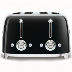 Тостер за хляб SMEG 50's Style TSF03BLEU, 2000W, 4 филии, 6 нива, Тавичка за трохи, Вграден кабел, Неръждаема стомана, Черен