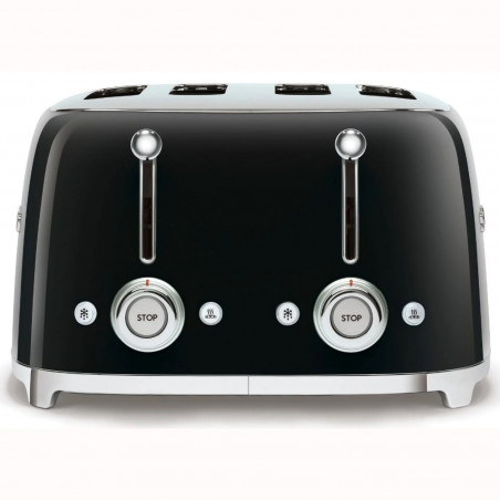 Тостер за хляб SMEG 50's Style TSF03BLEU, 2000W, 4 филии, 6 нива, Тавичка за трохи, Вграден кабел, Неръждаема стомана, Черен