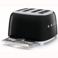 Тостер за хляб SMEG 50's Style TSF03BLEU, 2000W, 4 филии, 6 нива, Тавичка за трохи, Вграден кабел, Неръждаема стомана, Черен