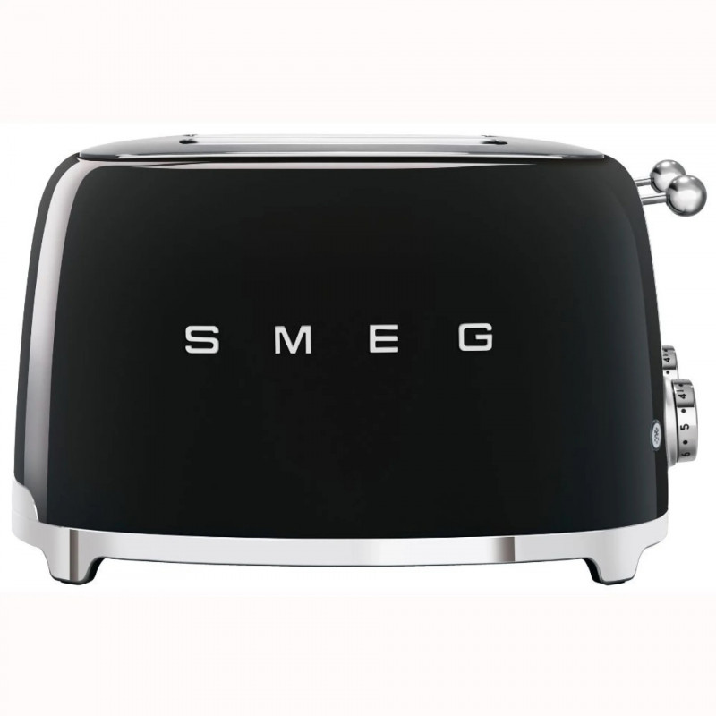 Тостер за хляб SMEG 50's Style TSF03BLEU, 2000W, 4 филии, 6 нива, Тавичка за трохи, Вграден кабел, Неръждаема стомана, Черен