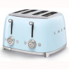 Тостер за хляб SMEG 50's Style TSF03PBEU, 2000W, 4 филии, 6 нива, Тавичка за трохи, Вграден кабел, Неръждаема стомана, Син