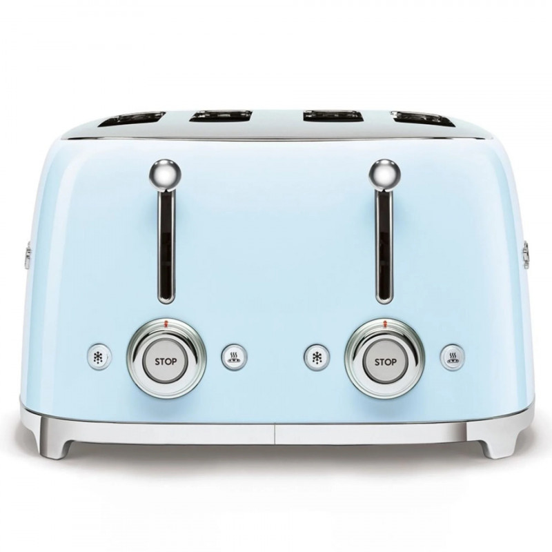 Тостер за хляб SMEG 50's Style TSF03PBEU, 2000W, 4 филии, 6 нива, Тавичка за трохи, Вграден кабел, Неръждаема стомана, Син