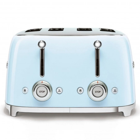 Тостер за хляб SMEG 50's Style TSF03PBEU, 2000W, 4 филии, 6 нива, Тавичка за трохи, Вграден кабел, Неръждаема стомана, Син