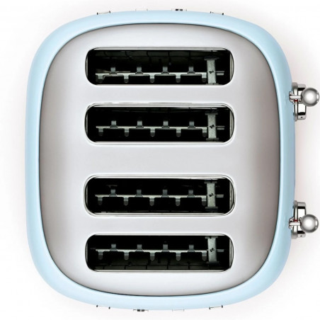Тостер за хляб SMEG 50's Style TSF03PBEU, 2000W, 4 филии, 6 нива, Тавичка за трохи, Вграден кабел, Неръждаема стомана, Син