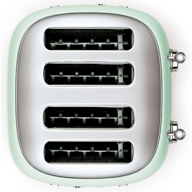 Тостер за хляб SMEG 50's Style TSF03PGEU, 2000W, 4 филии, 6 нива, Тавичка за трохи, Вграден кабел, Неръждаема стомана, Зелен