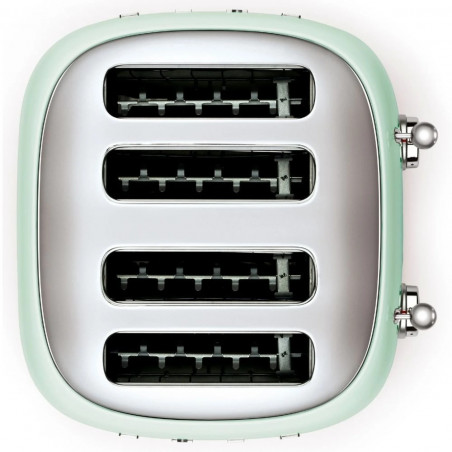 Тостер за хляб SMEG 50's Style TSF03PGEU, 2000W, 4 филии, 6 нива, Тавичка за трохи, Вграден кабел, Неръждаема стомана, Зелен
