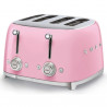 Тостер за хляб SMEG 50's Style TSF03PKEU, 2000W, 4 филии, 6 нива, Тавичка за трохи, Вграден кабел, Неръждаема стомана, Розов