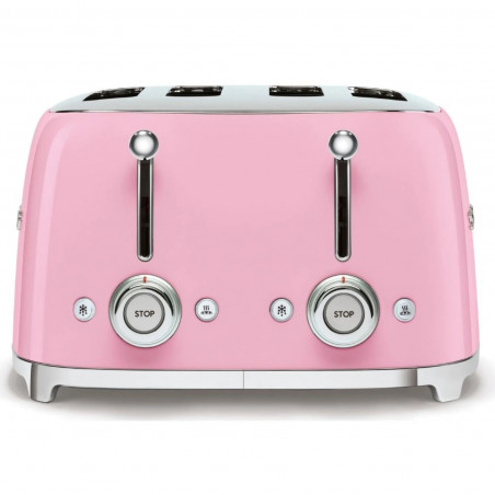 Тостер за хляб SMEG 50's Style TSF03PKEU, 2000W, 4 филии, 6 нива, Тавичка за трохи, Вграден кабел, Неръждаема стомана, Розов